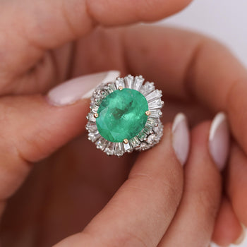 6.8 Carat Oval Cut Colombian Emerald and Diamond Platinum Ring – Assay Jewelers