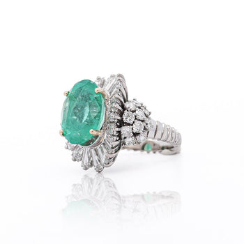 6.8 Carat Oval Cut Colombian Emerald and Diamond Platinum Ring – Assay Jewelers