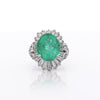 6.8 Carat Oval Cut Colombian Emerald and Diamond Platinum Ring