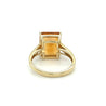 7 Carat Emerald Cut Citrine and Round Cut Diamond Ring in 14k Yellow Gold