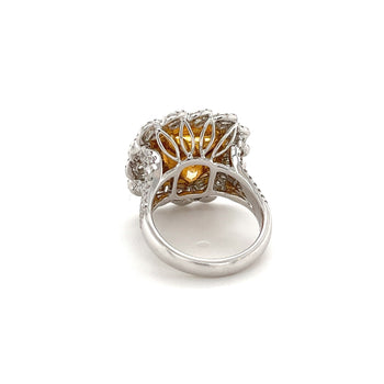 7 Carat Fancy Intense Yellow Radiant Cut Diamond and Diamond Halo Ring | GIA Certified – Assay Jewelers
