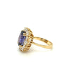 7.15 Carat Oval Cut Blue Sapphire & Diamond Halo Ring in 14K Yellow Gold