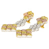 7.50ct Tricolor Diamond Drop Earrings in 18K White, Yellow, Rose Gold