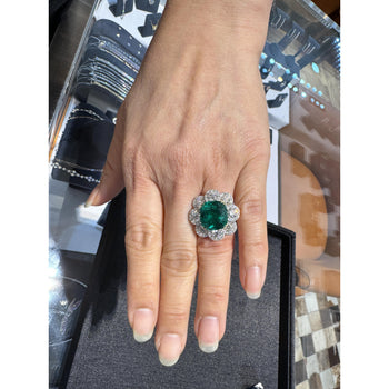 7.60 Carat Colombian Emerald GRS Certified Cushion Cut Diamond Ring – Assay Jewelers
