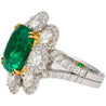 7.60 Carat Colombian Emerald GRS Certified Cushion Cut Minor Oil Diamond Ring