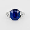 7.77 Carat Royal Blue Sapphire Ceylon No Heat Cushion Cut and Diamond Ring