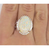 7.86 Carat Natural White Opal and Diamond Halo Platinum Ring