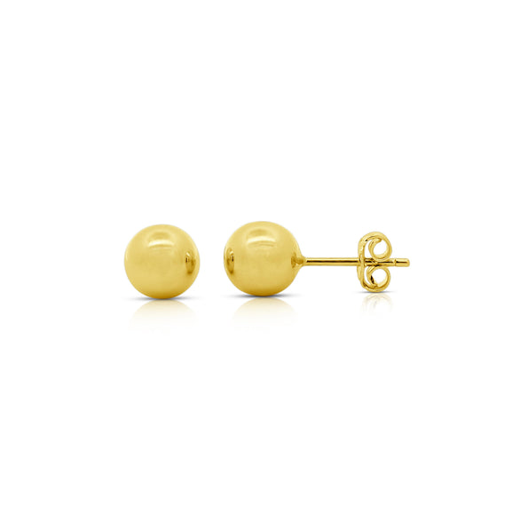 7mm Classic 14K Solid Gold Ball Stud Earrings