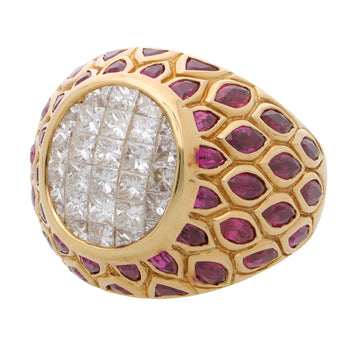 8.25 Carat Oval Burma Ruby Marquise Princess Diamond in 18K Gold Statement Ring – Assay Jewelers