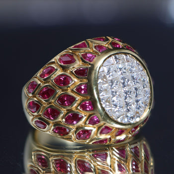 8.25 Carat Oval Burma Ruby Marquise Princess Diamond in 18K Gold Statement Ring – Assay Jewelers