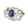 8.64 Carat AGL Certified Ceylon Cushion Cut Blue Sapphire and Diamond Brooch Pin