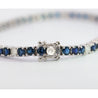 9 Carat Natural Blue Sapphire and Diamond Tennis Bracelet in 18K White Gold | 7 Inch 3MM