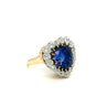 9 Carat No Heat Ceylon Blue Sapphire and Old Euro Cut Diamond Ring in 14K