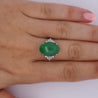 9 Carat Untreated Jadeite Jade Fei Cui and Diamond Platinum Ring HK Certified