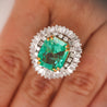 9.17 Carat Octagon Chivor Emerald & Diamond Palladium Ballerina Ring