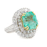 9.17 Carat Octagon Chivor Emerald & Diamond Palladium Ballerina Ring