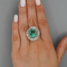 9.17 Carat Octagon Chivor Emerald & Diamond Palladium Ballerina Ring