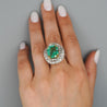 9.17 Carat Octagon Chivor Emerald & Diamond Palladium Ballerina Ring