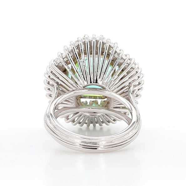 9.17 Carat Octagon Chivor Emerald & Diamond Palladium Ballerina Ring