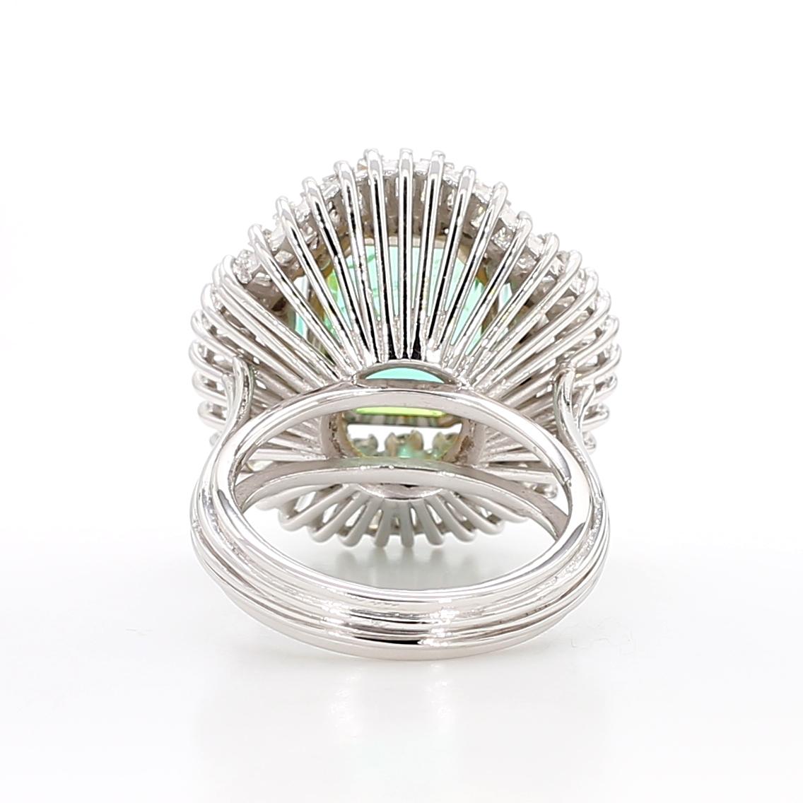 9.17 Carat Octagon Chivor Emerald & Diamond Palladium Ballerina Ring