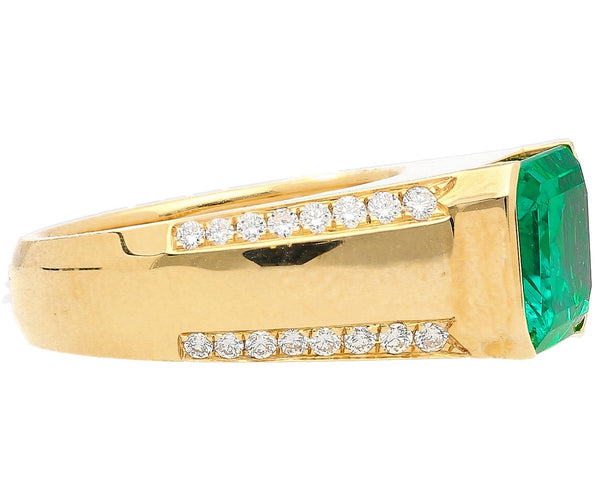 AGL Cert 5.21 Carat Colombian Emerald East-West 18K Gold Unisex Ring