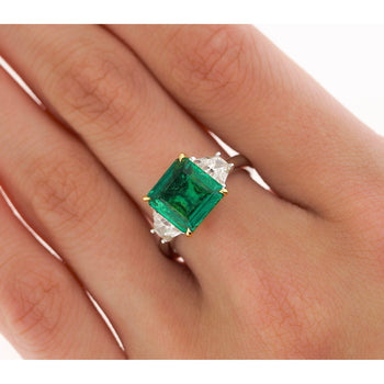AGL Cert. 2.44 Carat No Oil Colombian Emerald & Trapezoid Diamond Ring – Assay Jewelers