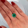 AGL Cert. 4.45 Carat Vivid Green Colombian Emerald Ring in 18K Gold