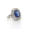 AGL Cert. 5 Carat Ceylon Blue Sapphire Art Deco Era Platinum Diamond Ring