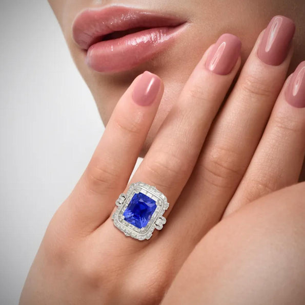 AGL Certified 10.10 Ct No Heat Ceylon Cornflower Blue Sapphire Diamond Ring