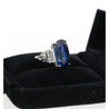 AGL Certified 13.81 Carat Ceylon No Heat Blue Sapphire Platinum Vintage Ring