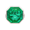 AGL Certified 17 Carat Octagonal Cut Minor Oil Colombian Emerald Ring