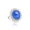 AGL Certified 30 Carat No Heat Ceylon Blue Star Sapphire & Diamond Halo Ring