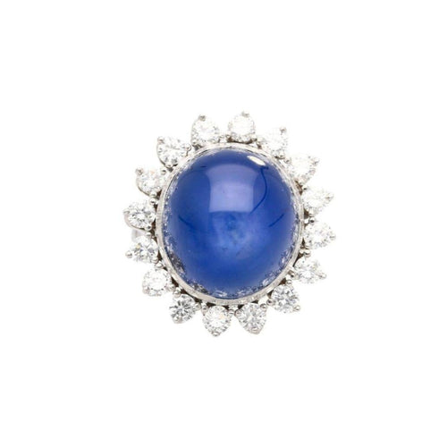 AGL Certified 30 Carat No Heat Ceylon Blue Star Sapphire & Diamond Halo Ring