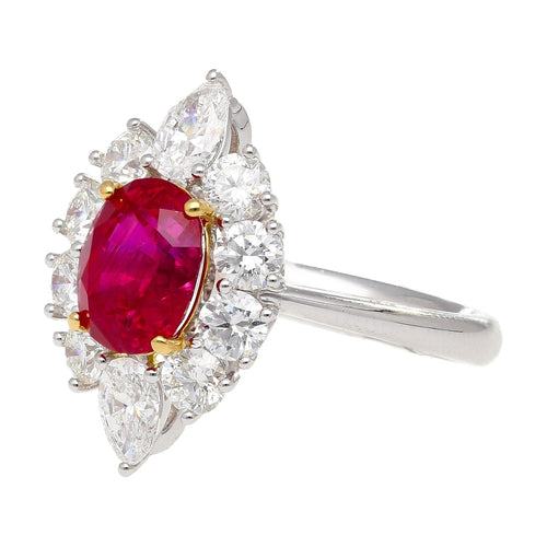 AGL Certify 3.04ct Pigeon Blood Ruby with Diamond Halo Ring