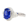 AGL Certified 4.07 Carat No Heat Burma Sapphire & Half Moon Diamond Ring