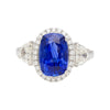 AGL Certified 4.07 Carat No Heat Burma Sapphire & Half Moon Diamond Ring