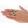 AGL Certified 7.36 Carat No Oil Cushion-Cut Colombian Emerald & Half Moon Cut Diamonds Ring