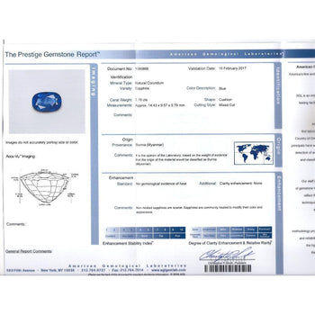 AGL Certified 7.76 Carat No Heat Burma Oval Blue Sapphire Vintage Edwardian Ring in Platinum – Assay Jewelers