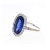 AGL Certified 7.76 Carat No Heat Burma Oval Blue Sapphire Vintage Edwardian Ring in Platinum