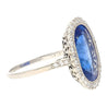 AGL Certified 7.76 Carat No Heat Burma Oval Blue Sapphire Vintage Edwardian Ring in Platinum