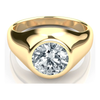IGI Cert 3.85 Carat Lab Grown Diamond Bezel Set 14K Yellow Gold Statement Ring