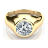 IGI Certified 2.5-3 Carat Round Lab Grown Diamond Bezel Set Mens Solitaire Ring in 14K Solid Gold