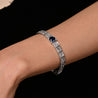Antique Art Deco Platinum Filigree Blue Sapphire & Diamond Bracelet