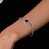Antique Art Deco Platinum Filigree Blue Sapphire & Diamond Bracelet
