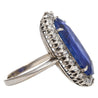 Antique Old Mine 11.3 Carat No Heat Burma Blue Sapphire & Diamond Halo Ring in Platinum