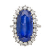 Antiker Old Mine 11,3 Karat No Heat Burma Blauer Saphir & Diamant Halo Ring in Platin