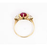 Antique Red Spinel and Old Mine Diamond 14K Yellow Gold Three-Stone Ring