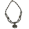 Collier de parure antique victorien en argent/or, diamant taille rose et émeraude