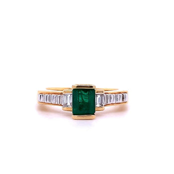 Art Deco Design Colombian Emerald Engagement Ring in 18k Gold – Assay Jewelers