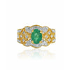 Art Deco Natural Emerald and Diamond Stackable Ring